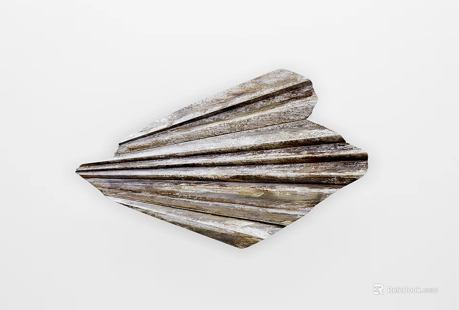 Modern Textured Metal Wall Decor with Folded Design and Silver Gray Finish 3d model 