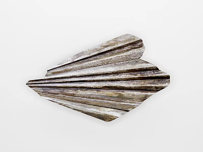 Modern Textured Metal Wall Decor with Folded Design and Silver Gray Finish 3d model
