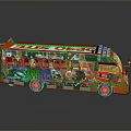 Vibrant Red Bus Featuring Colorful Graffiti Art And DUB Logo Designs