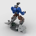Blue And Brown Mechanical Robot Figure Constructed With Detailed Building Blocks
