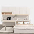 Modern Minimalist Single Bed Bedroom Interior With White Cabinets Desk Clock Vase And Books