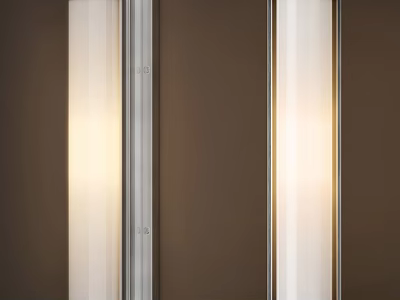 Modern Wall Lamps With White Translucent Shades And Metal Frames Mounted On Brown Wall 3d model