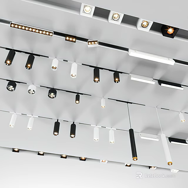 Modern Downlights And Spotlights Ceiling Mounted With Various Styles And Colors 3d model 