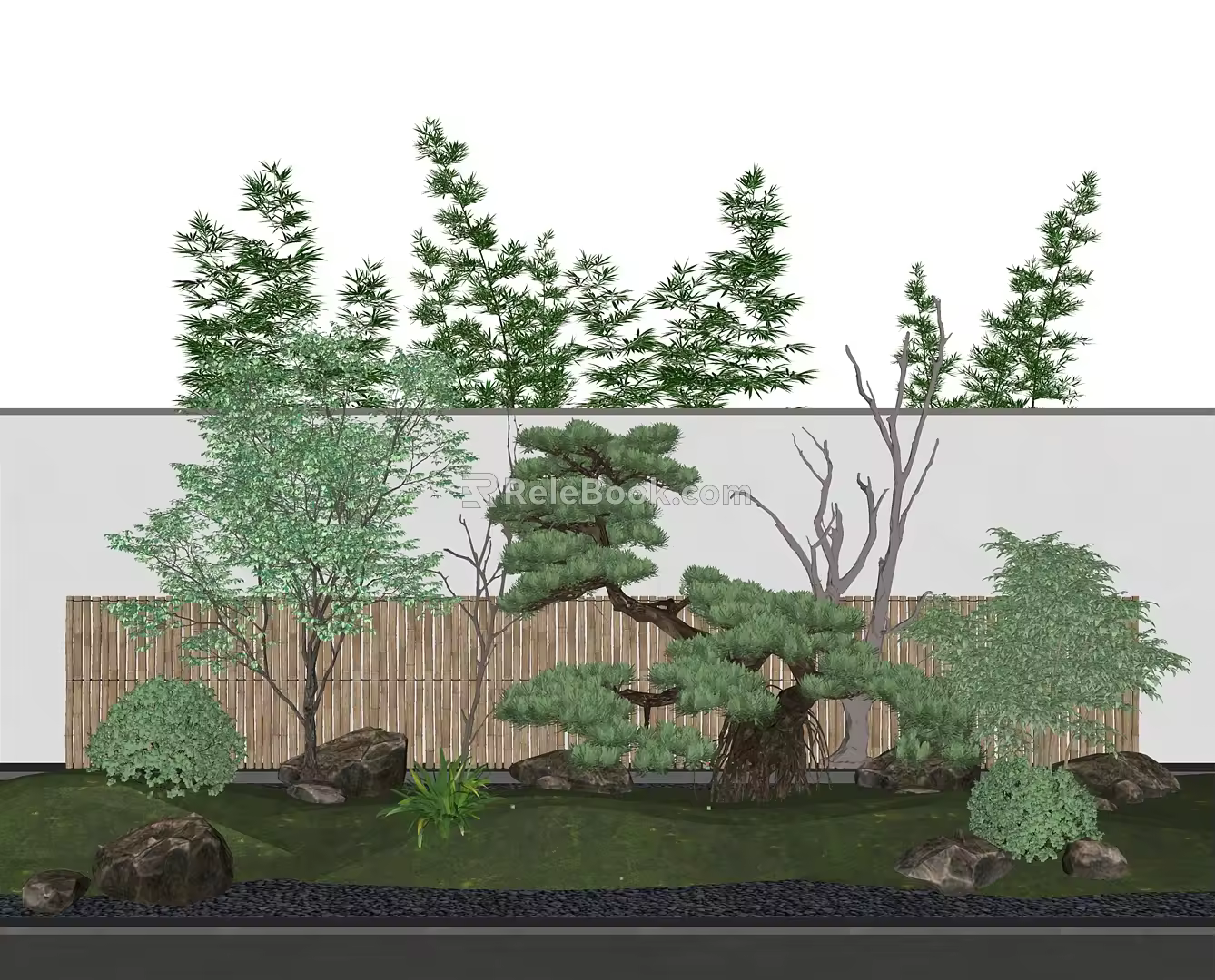 New Chinese style landscape sketch courtyard landscape 3d model