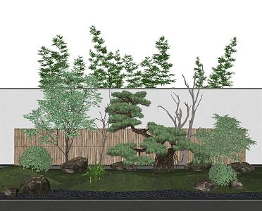 New Chinese style landscape sketch courtyard landscape 3d model