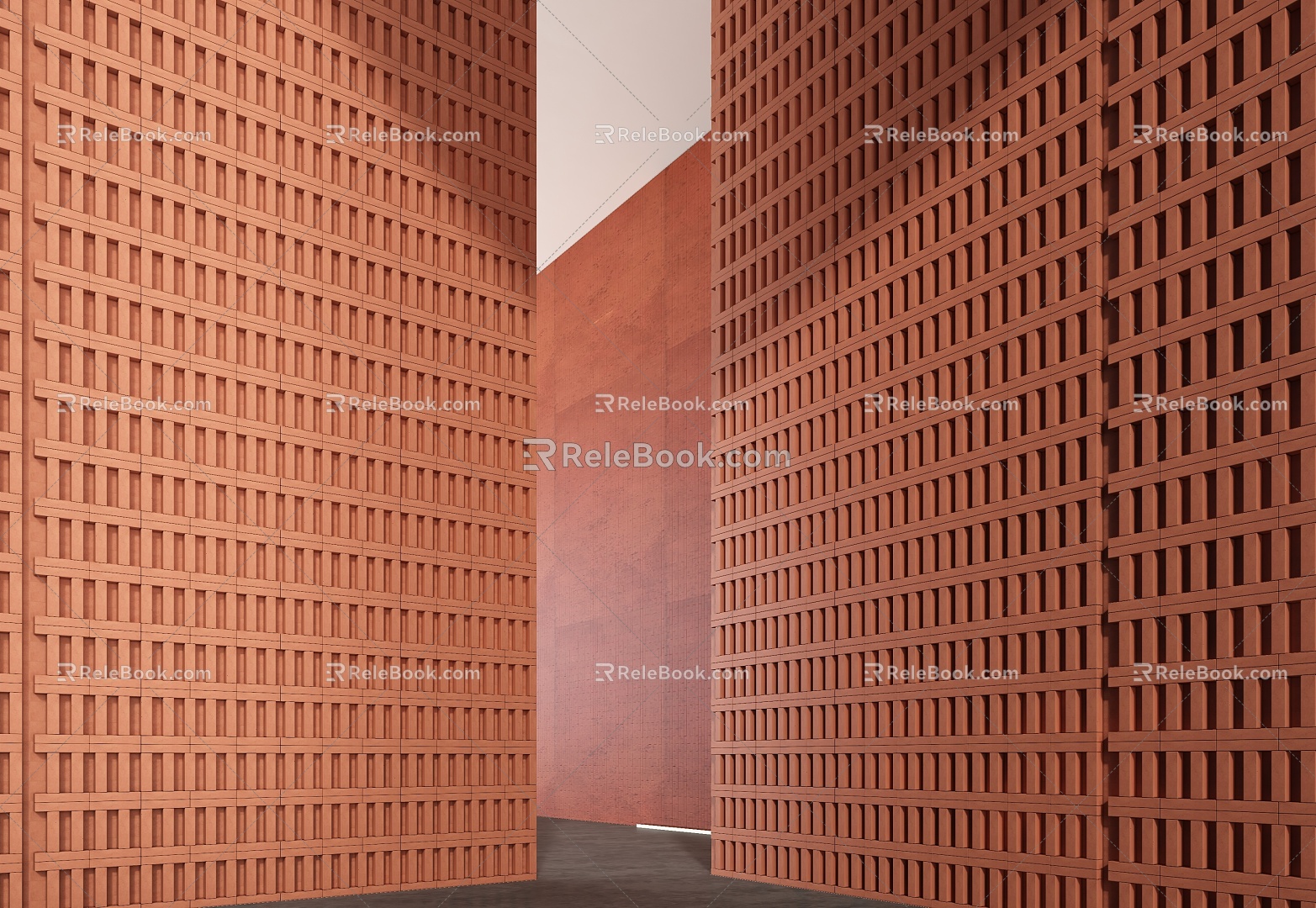 Red brick wall brick wall 3d model