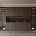 Modern Wine Cabinet Design With Wooden Frame Glass Doors And LED Lighting