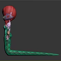 3D Fantasy Character With Red Hair Elf Ears Pink Tattoos And Green Scaled Snake Tail