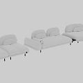 Modern Modular Sofa Ottoman With Upholstered Fabric Sections And Comfortable Cushion Design 3d model
