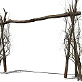 Natural Branch Arch Structure with Twisted Vines and Wooden Sticks for Garden Decoration