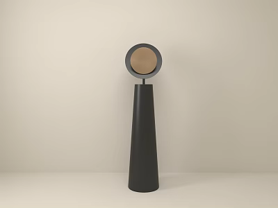 Modern Black Floor Lamp With Cylindrical Stand And Round Beige Shade 3d model