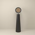 Modern Black Floor Lamp With Cylindrical Stand And Round Beige Shade