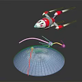 Advanced Space Exploration Craft With Laser Beams Orbiting Earth 3d model