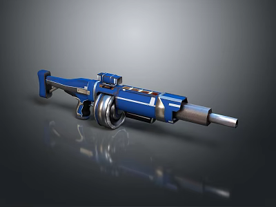 Blue Sci-Fi Weapon Rifle With Silver Accents Scope And Barrel Design 3d model