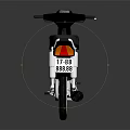 Classic Black Motorcycle with Red White Stripes Black Seat and White Wheels