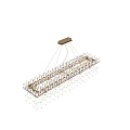 Elegant Rectangular Crystal Chandelier with Brass Frame and Hanging Prisms Design 3d model