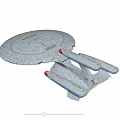 Disc Shaped Starship With Red Engines In Starry Space Background