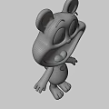 Cute Red Cartoon Bear 3D Model With Big Eyes Open Mouth And Heart Chest
