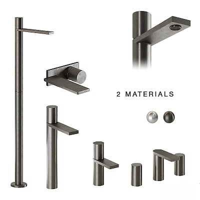 Modern Faucet Collection Showcasing Two Materials and Sleek Design Elements 3d model