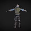 Standing Hooded Masked Armored Game Movie Character With Tactical Gear