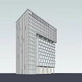 Modern Office Building With Vertical Glass Facade And Top Structure Design