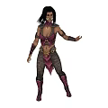 Game Movie Character With Long Black Hair Purple Pink Ornate Outfit And Fantasy Combat Style