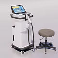 Advanced Stand Mounted Medical Device with Touchscreen Display Wheels and Accompanying Stool 3d model