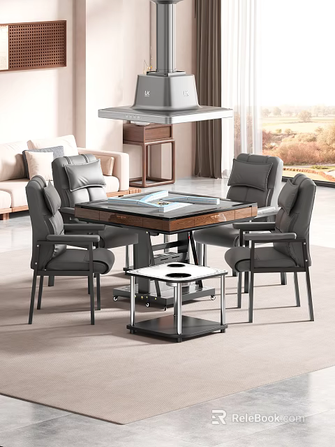 Modern Square Dining Table Set With Grey Chairs And Glass Top 3d model 