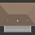 Two Story Yellow Building Model With Red Tiled Roof Balcony Porch Columns And Windows