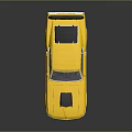 Yellow Classic Muscle Car With Two Door Design And Black Hood