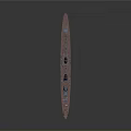 Military Warship Model As Water Transport With Turrets Smokestacks And Red Blue Hull