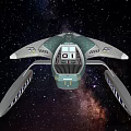 Futuristic Spaceship With Sleek Design Flying In Starry Space Background