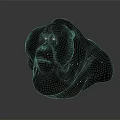 Realistic Metallic Gorilla Head Sculpture With Textured Surface And Dark Background