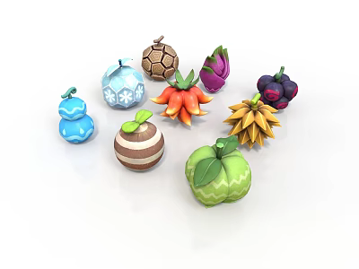 Colorful Assorted Decorative Food Items With Various Shapes And Vibrant Hues 3d model