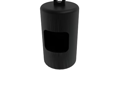 Black Cylindrical Container With Square Opening And Top Handle Design 3d model