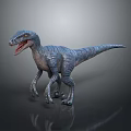 Realistic Velociraptor 3D Model In Standing Pose With Sharp Teeth And Detailed Blue Gray Skin