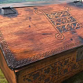 Vintage Style Decorative Ornament Set With Wooden Carved Box And Intricate Decorative Patterns