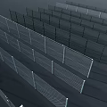 Metal Wire Mesh Fence Panels In Multiple Rows For Security Applications 3d model