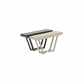 Modern Console Tables With Black And Beige Tops And Geometric Leg Designs