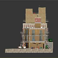 Colorful Miniature Building Models With Balconies Shop Fronts And Outdoor Seating Areas