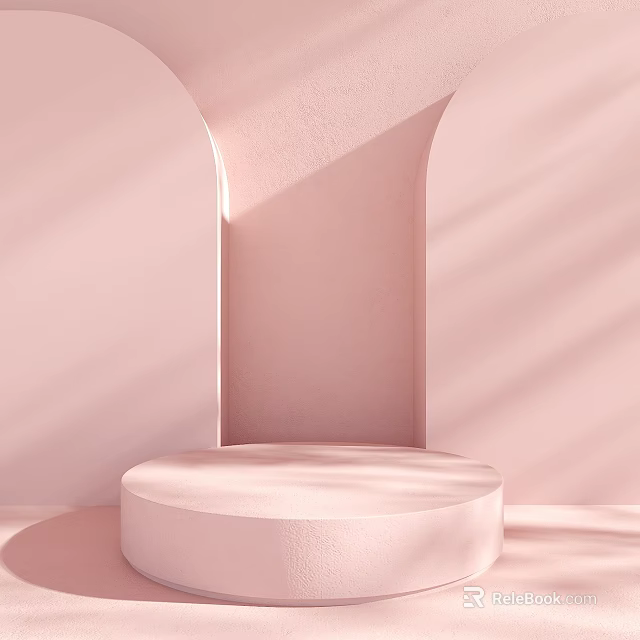 Minimalist Pink Arched Display Platform With Soft Light Shadows For Product Showcase 3d model