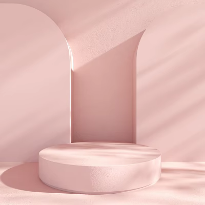 Minimalist Pink Arched Display Platform With Soft Light Shadows For Product Showcase 3d model