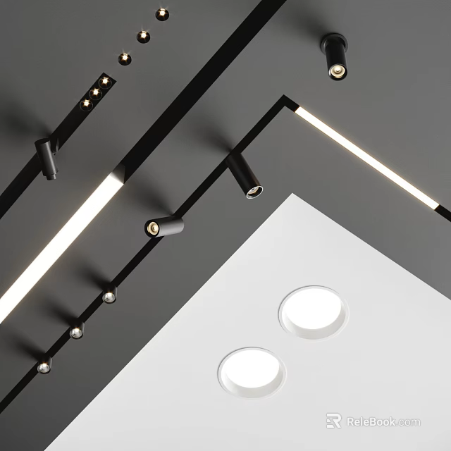 Recessed LED Downlights And Spotlights For Modern Ceiling Interior Design 3d model 