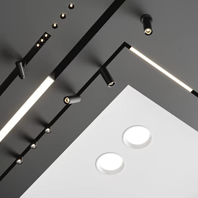 Recessed LED Downlights And Spotlights For Modern Ceiling Interior Design 3d model