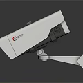 White Projection Surveillance Camera With Dual Lens And Mounting Bracket For Security Use 3d model