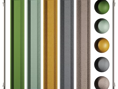 Colored Textured Wall Panels With Various Colors And Circular Swatches 3d model