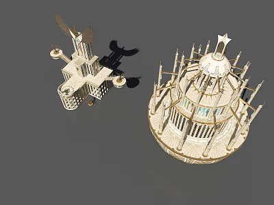 Intricate Fantasy Castle Models With Spires Towers And Decorative Structures 3d model