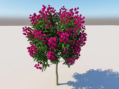 Beautiful Arbor with Lush Green Leaves and Vibrant Pink Flowers Brown Trunk in Open Space 3d model