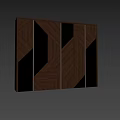Modern Wall Design With Wooden Geometric Panels And Glass Inserts For Interior