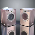 Two Modern Rose Gold Front Load Washing Machines With Digital Control Panels 3d model